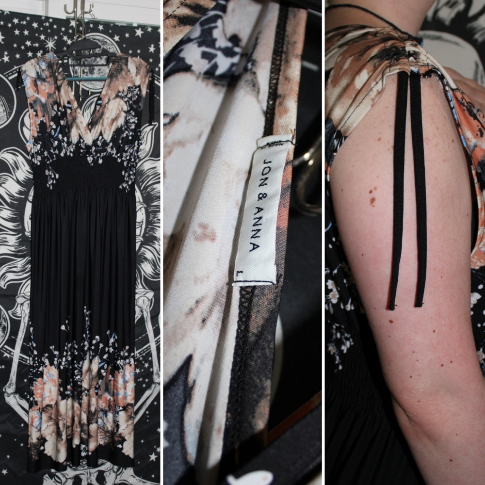 [Women's-Large-Black&floral-Poolside maxi]
